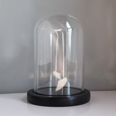 9*18 cm-es üvegkupola váza lakberendezés Kreatív fekete alap, átlátszó borító, barkácsolás barát ajándék esküvői élő kellék