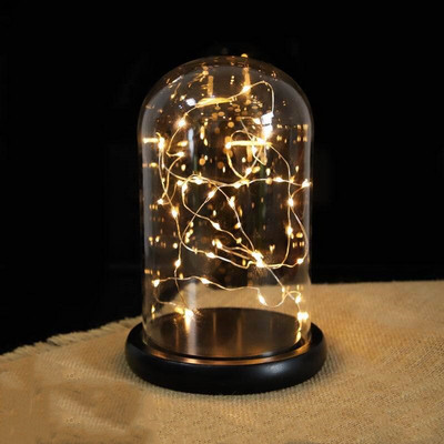 9*18 cm-es üvegkupola váza lakberendezés Kreatív fekete alap, átlátszó borító, barkácsolás barát ajándék esküvői élő kellék