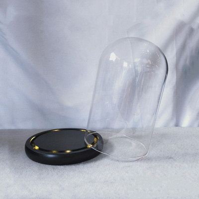 9*18 cm-es üvegkupola váza lakberendezés Kreatív fekete alap, átlátszó borító, barkácsolás barát ajándék esküvői élő kellék