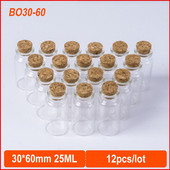 12kom Mini Staklena Boca Želja Bočica S Plutenim Čepom DIY Staklene Bočice Staklenke Boce Za Skladištenje 25ml 30*60mm