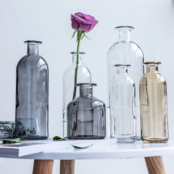Оцветена прозрачна стъклена ваза Занаятчийски домашен декор за всекидневна и книжарница Десктоп за кафене