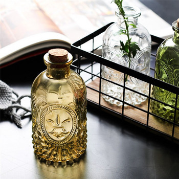 Японска ретро хидропонна ваза за цветя с коркова стъклена релефна бутилка с етерично масло Бутилка за ароматерапия Занаяти за декорация на дома