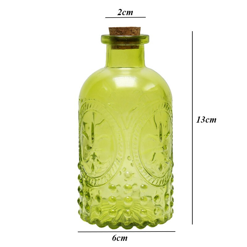 Japán retro hidroponikus virágváza parafa üveg dombornyomott illóolajos palackkal aromaterápiás flakon lakberendezési kézműves
