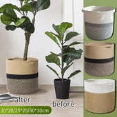 Kūrybinės medvilnės virvės meno laikymo kibiras darbalaukio šiukšlių drabužiai, valymas laikymo krepšelis, austi skalbinių krepšelis sodo gėlių vazonas