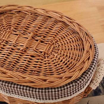 Плетен хляб Ратанова кошница за съхранение на плодове с капак Играчки за закуски Кутия за органайзер за съхранение на козметика Ръчно изработен домашен декор Плетена кошница