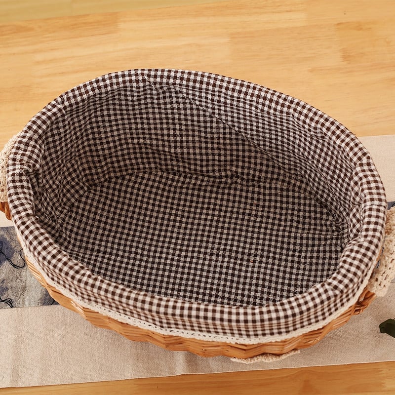 Punutud leivapuuviljade hoiustamiskorv kaanega rotangist korv Suupistemänguasjad Kosmeetikatoodete hoiustamiskarp Käsitsi valmistatud kodukaunistusega vitstest korv