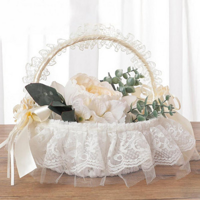 Decoratiuni de nunta Dantela de pluș de nuntă albă Coș cu flori Artizanat Articole pentru nunta Rechizite pentru petrecere pentru duș de mireasă Favoare