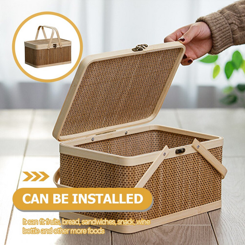 Krepšelis pinti saugykla serviravimo krepšeliai austi vaisiai sandėliukas gėlės rotango saldainiai jūros žolės gluosniai stalviršiai Maistas Velykų piknikas