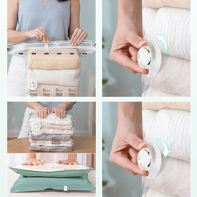 Vakuuminiai rūbų laikymo maišeliai Neišsitraukiantys sandarūs suspaudimai, taupantys erdvę, suspaudimo pakuotė, skirta namų antklodei Organizador ML