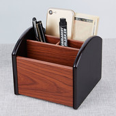 Kreatív fa asztali tárolódoboz Új multifunkcionális forgó szervező Retro üzleti irodai tárolótartály