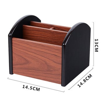 Creative Wooden Desktop Storage Box Νέος Πολυλειτουργικός Περιστρεφόμενος Οργανωτής Retro Business Container Storage Office