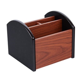 Creative Wooden Desktop Storage Box Νέος Πολυλειτουργικός Περιστρεφόμενος Οργανωτής Retro Business Container Storage Office