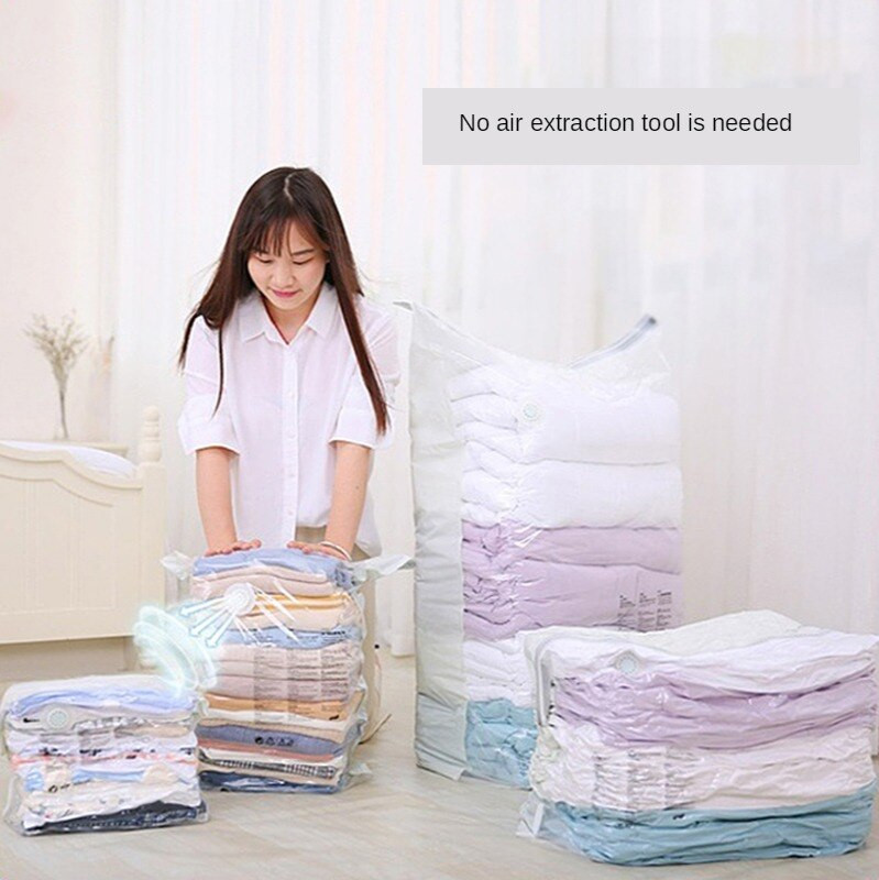 Suure mahutavusega vaakumkott riided tekk läbipaistev klapp hoiuruum Korduvkasutatav kokkusurutud korraldaja Ruumi säästvad majapidamistarbed