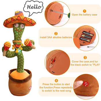 Lovely Dancing Cactus Talking Toy USB Charging Sound Repeat Doll Kawaii Cactus Children Education Παιχνίδια Δώρο γενεθλίων