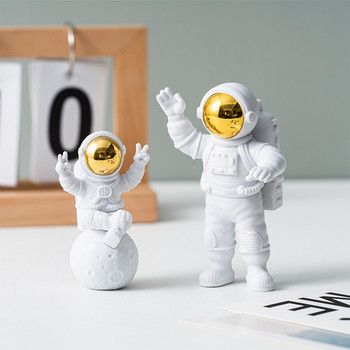 3Pc Astronaut Decor Φιγούρες δράσης και διακόσμηση σπιτιού φεγγαριού Ρητίνη Δωμάτιο αγάλματος αστροναύτη Διακόσμηση επιφάνειας εργασίας γραφείου Δωρίζει δώρο για αγόρι