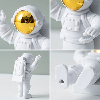 3Pc Astronaut Decor Φιγούρες δράσης και διακόσμηση σπιτιού φεγγαριού Ρητίνη Δωμάτιο αγάλματος αστροναύτη Διακόσμηση επιφάνειας εργασίας γραφείου Δωρίζει δώρο για αγόρι