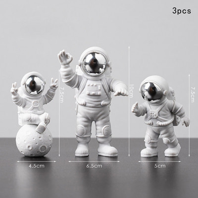 3Pc astronaut Decor Akcijske figure i Moon Home Decor Smola Astronaut Statua Soba Dekoracija uredskog stola Poklon za dječaka