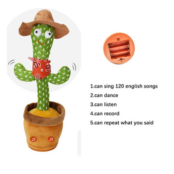 Dancing Cactus Repeat Talking Toy 120 Song Speaker Wriggle Dancing Sing Toy Talk Plushie γεμιστά παιχνίδια για μωρό ενήλικες Χριστουγεννιάτικο δώρο