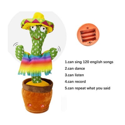 Plešući kaktus Repeat Talking Toy 120 Song Speaker Vrti se Dancing Sing Toy Talk Plišane igračke za bebe, odrasle Božićni dar