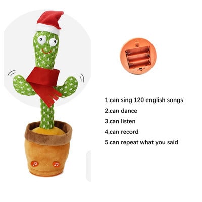 Plešući kaktus Repeat Talking Toy 120 Song Speaker Vrti se Dancing Sing Toy Talk Plišane igračke za bebe, odrasle Božićni dar