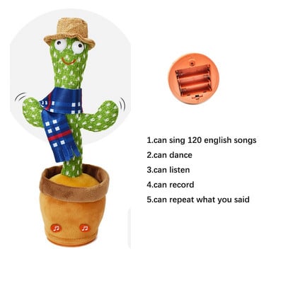 Plešući kaktus Repeat Talking Toy 120 Song Speaker Vrti se Dancing Sing Toy Talk Plišane igračke za bebe, odrasle Božićni dar