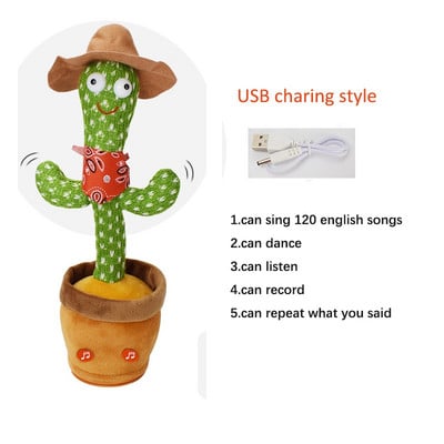 Plešući kaktus Repeat Talking Toy 120 Song Speaker Vrti se Dancing Sing Toy Talk Plišane igračke za bebe, odrasle Božićni dar