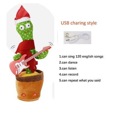 Plešući kaktus Repeat Talking Toy 120 Song Speaker Vrti se Dancing Sing Toy Talk Plišane igračke za bebe, odrasle Božićni dar