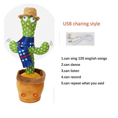 Plešući kaktus Repeat Talking Toy 120 Song Speaker Vrti se Dancing Sing Toy Talk Plišane igračke za bebe, odrasle Božićni dar