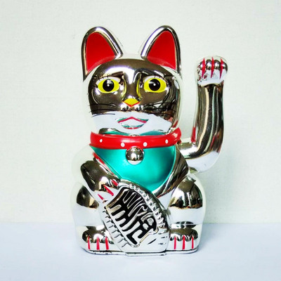 Fekete, 5 hüvelykes / 12,5 cm-es Feng Shui macska vagyonra hívó szerencse, hullámzó cica dekoráció öt színben Bolti dekoráció Lucky Cats Good