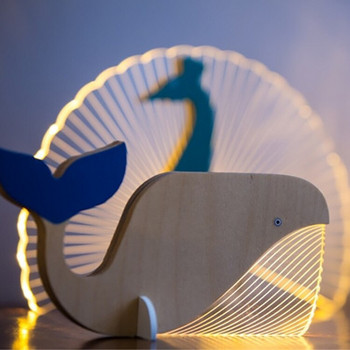 Δημιουργική διακόσμηση σπιτιού Φωτεινά στολίδια με ζώα Ξύλινα ακρυλικά καλλιτεχνικά στολίδια τραπεζιού Pelican Sirius Whale Toucan Διακόσμηση δωματίου