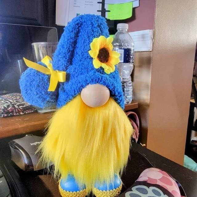 Saulėgrąžų gnomas 11,8 colio taikos nykštukas mėlynas ir geltonas nykštukas Ukrainos vėliava Pavasario nykštukai Namų puošmenų papuošalai Papuošalai