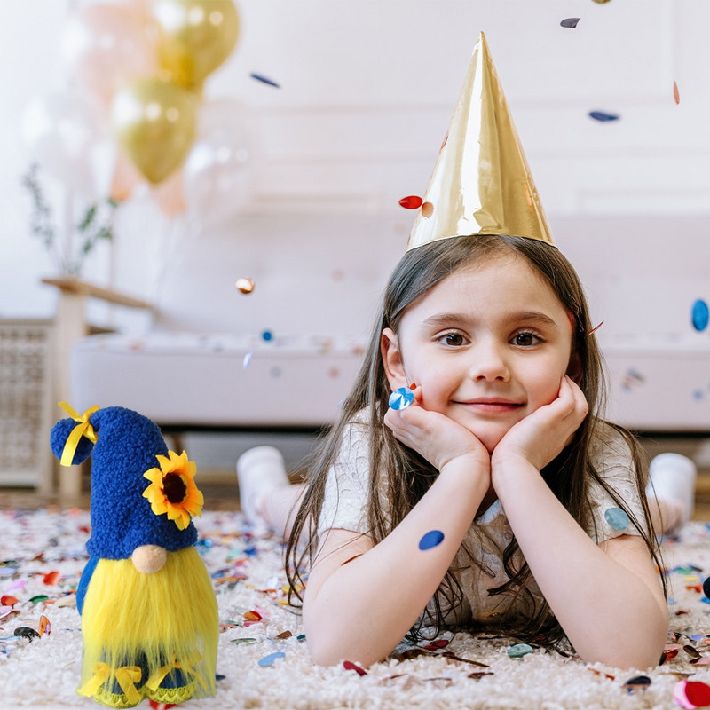 Saulėgrąžų gnomas 11,8 colio taikos nykštukas mėlynas ir geltonas nykštukas Ukrainos vėliava Pavasario nykštukai Namų puošmenų papuošalai Papuošalai