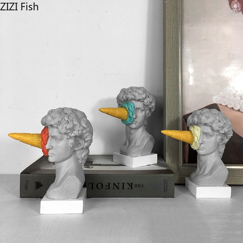 Mitološka figura Sladoled Davidova statua Mitski lik Ukrasi od smole Dekoracija stola Figura Skulptura Nordijski kućni dekor Moderno