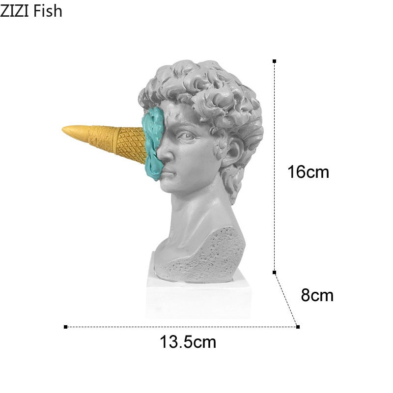 Mitološka figura Sladoled Davidova statua Mitski lik Ukrasi od smole Dekoracija stola Figura Skulptura Nordijski kućni dekor Moderno