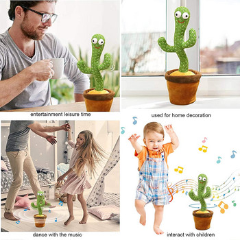 Dancing Cactus Repeat Talking Toy Електронни плюшени играчки Can Sing Record Lighten Battery USB Charging Funny Xmas Christmas Gifts