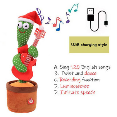 Táncoló kaktusz beszélő plüss babajáték gyermek születésnapi ajándék, amely énekelni és táncolni képes Interaktív táncoló kaktusz játék