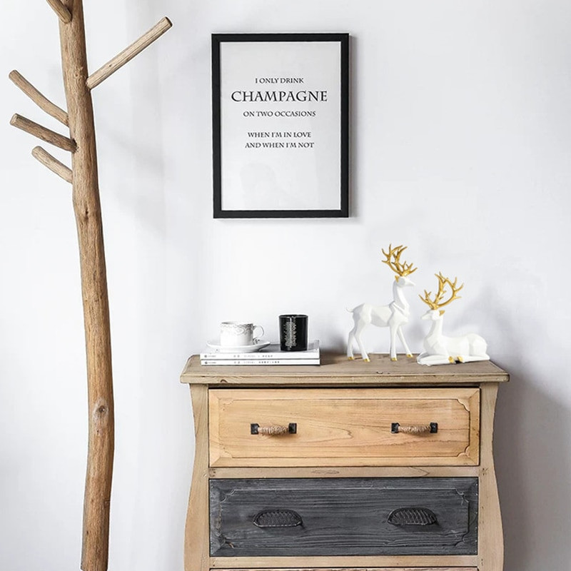 2Pcs Statua Elk Jelen Figurice sobova Skulptura od smole Dnevni Boravak Dekoracija doma Nordijski ukrasi za stol