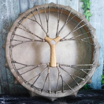 25CM Shaman Drum Tree of Life Decoration Design Ръчно изработен шамански барабан Сибирски барабани Духовна музика с барабанна пръчка Орнамент за дома