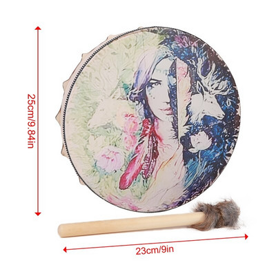 25CM šamanski bubanj Dizajn ukrasa Drvo života Ručno izrađeni šamanski bubanj Sibirski bubnjevi Duhovna glazba s batakom Ukras za dom