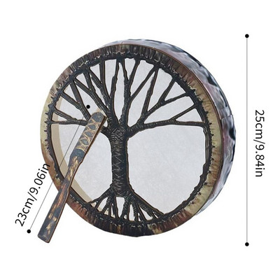 25CM šamanski bubanj Dizajn ukrasa Drvo života Ručno izrađeni šamanski bubanj Sibirski bubnjevi Duhovna glazba s batakom Ukras za dom