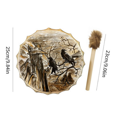 25CM šamanski bubanj Dizajn ukrasa Drvo života Ručno izrađeni šamanski bubanj Sibirski bubnjevi Duhovna glazba s batakom Ukras za dom