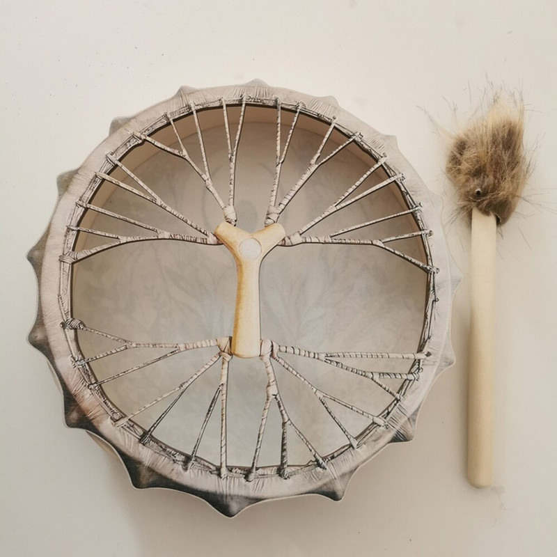 25CM šamanski bubanj Dizajn ukrasa Drvo života Ručno izrađeni šamanski bubanj Sibirski bubnjevi Duhovna glazba s batakom Ukras za dom