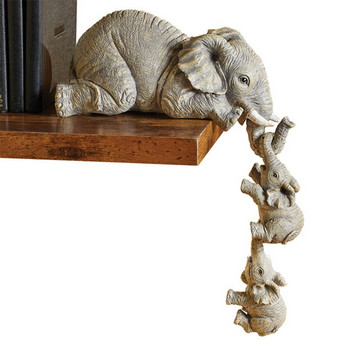 1 Τεμάχιο Ελέφαντες Μητέρα Κρεμασμένα 2-Μωρά Ειδώλιο Ρητίνη Χειροτεχνία Στολίδι Φιγούρια Μινιατούρες Χειροτεχνίες Δώρα Ζώο Διακόσμηση σπιτιού