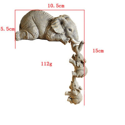 1 бр. Слонове Майка Висящи 2-бебета Фигурка Смола Занаятчийски орнамент Фигурки Миниатюри Занаяти Подаръци Декорация на дома с животни