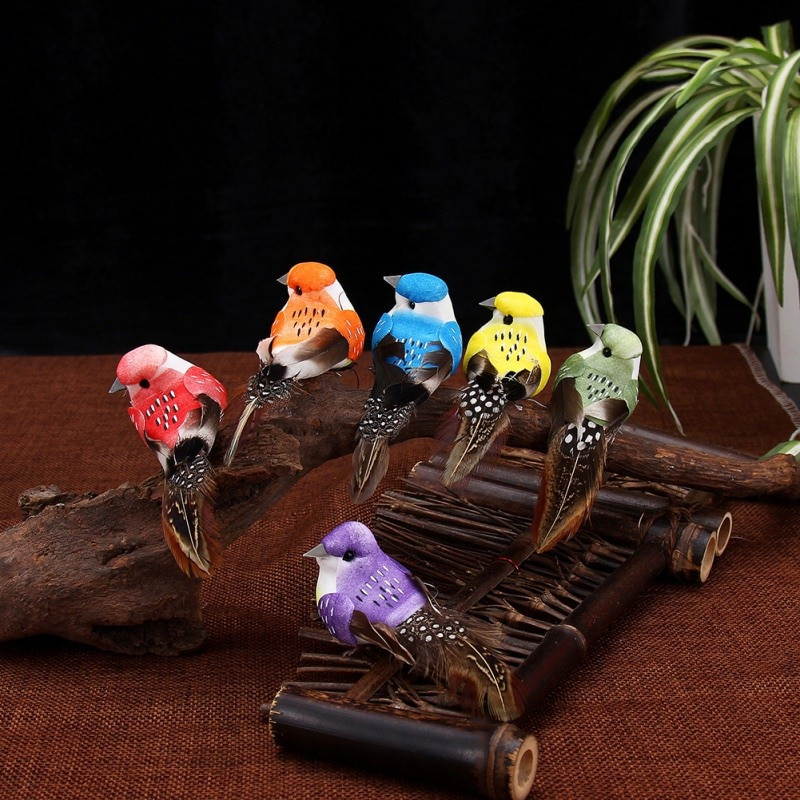 12 komada modela ptica od umjetnog perja, lažna simulacija pjene, životinjski vjenčani ukrasi za kućni vrt, minijaturni ukrasi