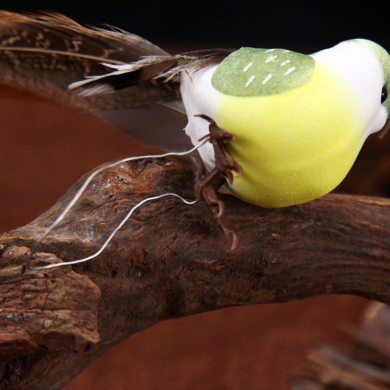 12 komada modela ptica od umjetnog perja, lažna simulacija pjene, životinjski vjenčani ukrasi za kućni vrt, minijaturni ukrasi