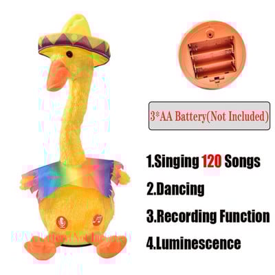 Gražus šokantis antis kalbantis žaislas USB įkrovimas Garso įrašas Kartojimas Lėlė Kawaii Duck Vaikai Švietimas Žaislai Dovana gimtadienio dovana