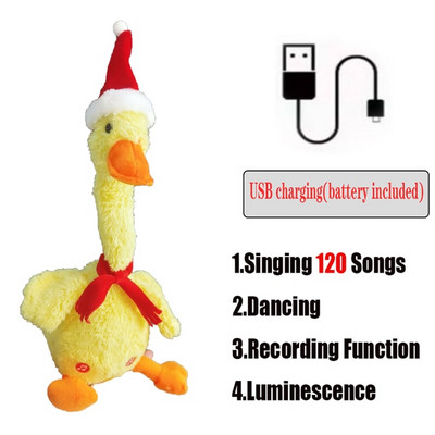 Gražus šokantis antis kalbantis žaislas USB įkrovimas Garso įrašas Kartojimas Lėlė Kawaii Duck Vaikai Švietimas Žaislai Dovana gimtadienio dovana
