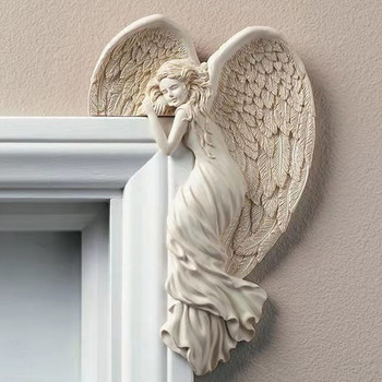Рамка на вратата Скулптура на ангелско крило Прост ангелски орнамент с крила във формата на сърце Ретро занаяти от смола за дома Всекидневна Спалня