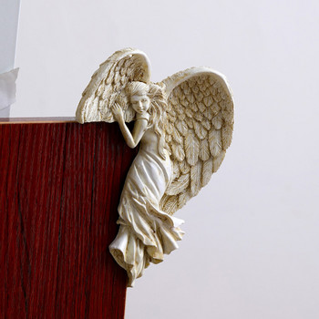 Πλαίσιο πόρτας Γλυπτό με πτερύγια αγγέλου Απλό στολίδι αγγέλου με φτερά σε σχήμα καρδιάς Ρετρό χειροτεχνία από ρητίνη για το σπίτι Σαλόνι Υπνοδωμάτιο